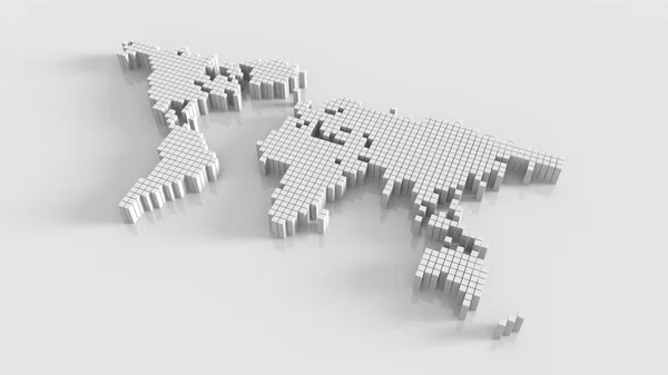 White box World map. Abstract World map.3D rendering