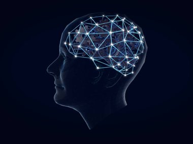 Beyin konsepti biçimli dişliler kafa insan, soyut beyin 3D görüntüleme 