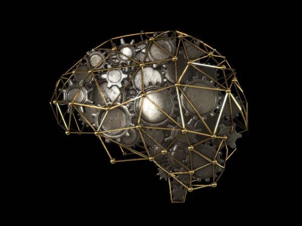 Gears Και Μέρος Της Μηχανής Σχήμα Εγκεφάλου Νοημοσύνη Έννοια Εργασίας — Φωτογραφία Αρχείου