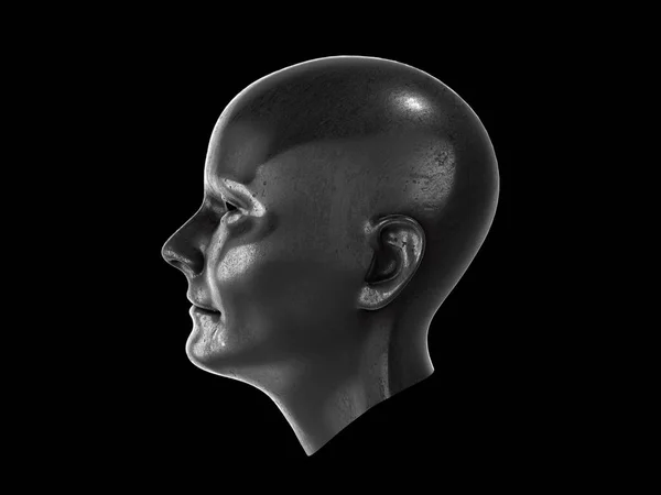 Ανθρώπινο Κεφάλι Κατασκευασμένο Από Μέταλλα Αποτύπωση — Φωτογραφία Αρχείου