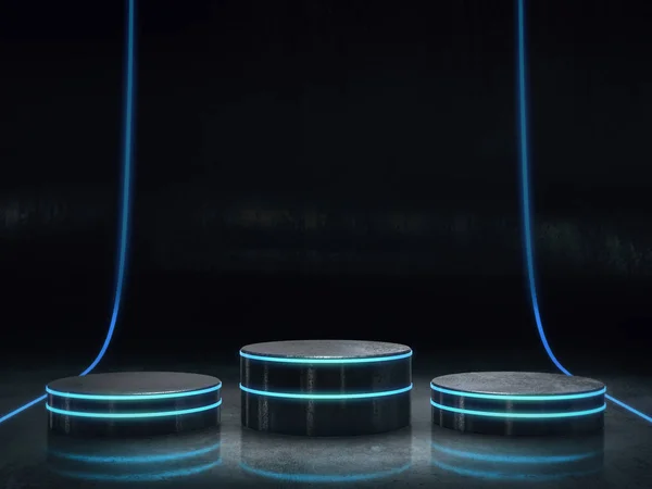 Görüntü için kaldırım, tasarım için platform, ışık 33d görüntüleme ile boş ürün standı.
