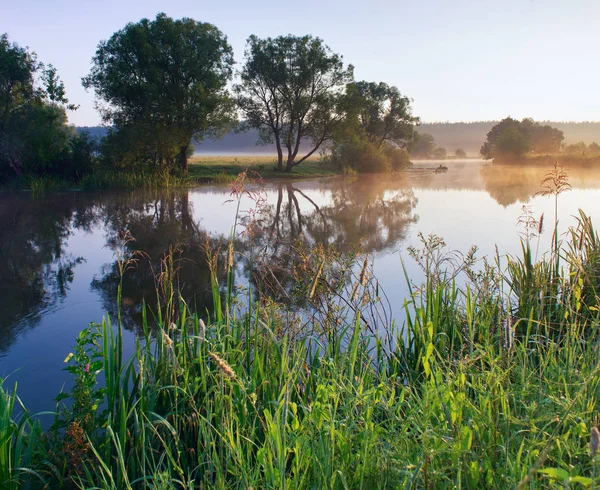 Mattina Nebbiosa Sul Fiume — Foto Stock