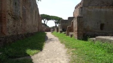 Erken İtalyan tarihinin mirası şimdi hedef turistler için seyahat. Ostia eski şehir, Roma, İtalya.