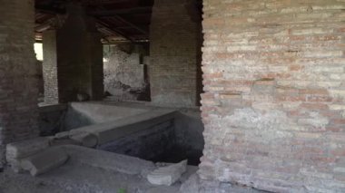 Erken İtalyan tarihinin mirası şimdi hedef turistler için seyahat. Ostia eski şehir, Roma, İtalya.