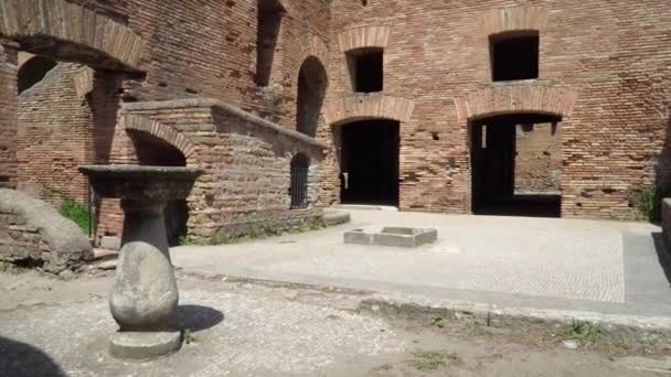 Erbe Der Frühen Italienischen Geschichte Heute Reiseziel Für Touristen Ostia — Stockvideo