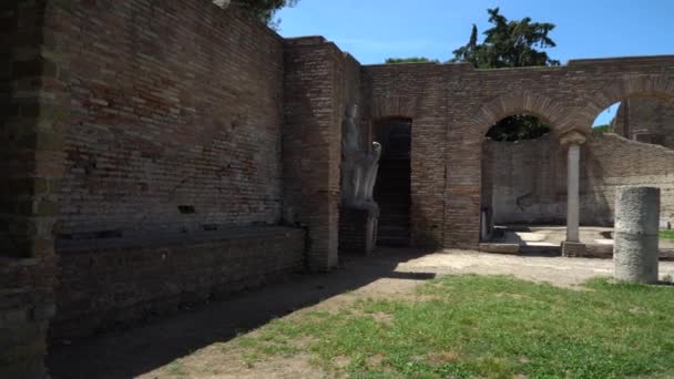 Наследие Ранней Истории Теперь Туристическое Направление Старый Город Остия Рим — стоковое видео