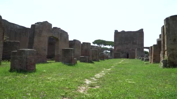 Dziedzictwo Wczesnej Historii Włoski Teraz Podróżować Miejscem Dla Turystów Ostia — Wideo stockowe