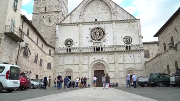 Juli 2018 Italien Menschen Der Altstadt Von Assisi Umbrien Italien — Stockvideo