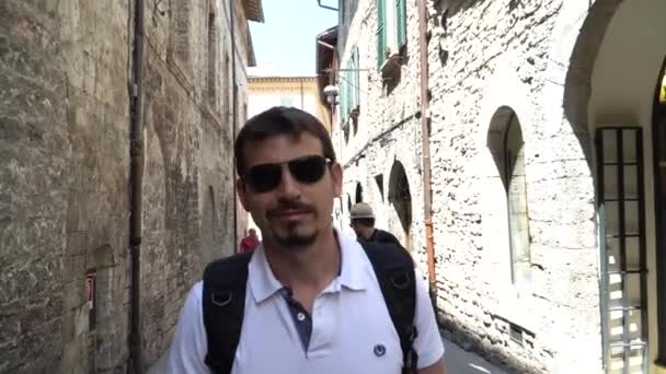 Julio 2018 Italia Personas Asís Ciudad Vieja Umbría Italia — Vídeo de stock