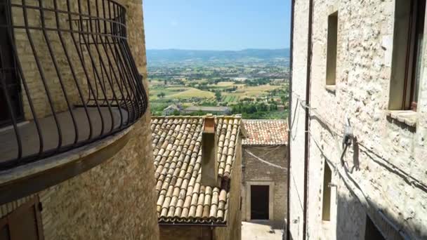 Vue Vieille Ville Assise Ombrie Italie — Video