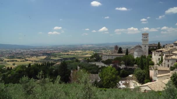 Vista Ciudad Vieja Asís Umbría Italia — Vídeo de stock