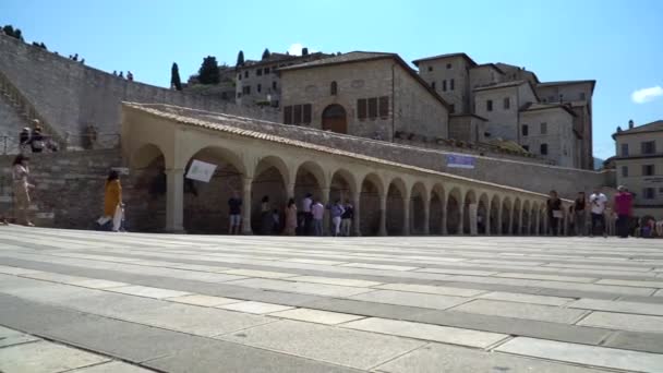 Juli 2018 Italien Menschen Der Altstadt Von Assisi Umbrien Italien — Stockvideo