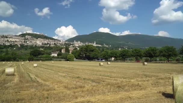 Вид Старый Город Ассизи Умбрия Италия — стоковое видео