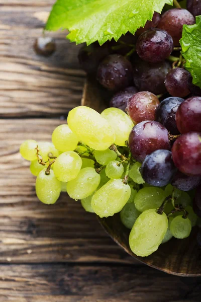 Sweet Fresh Grape Wooden Table Selective Focus — Stock Photo, Image