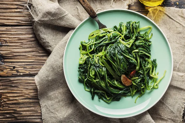 Typical Italian Vegan Dish Boiled Chicory Selective Focus — Stock Photo, Image