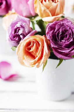 Güzel buket pembe gül, seçici odak