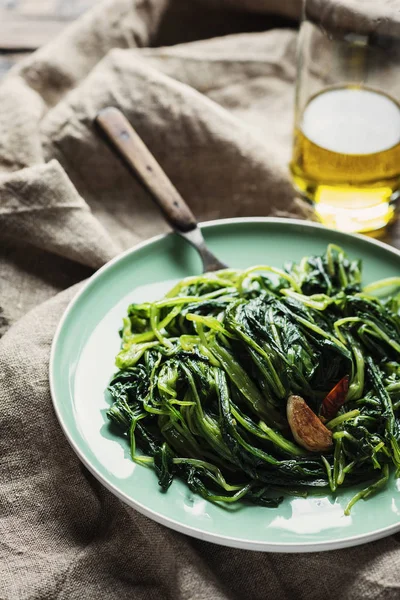 Typical Italian Vegan Dish Boiled Chicory Selective Focus — Stock Photo, Image