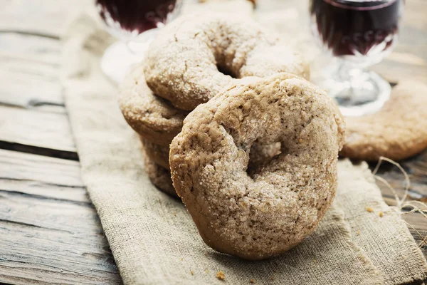 Typical Italian cookies ciambelline al vino rosso