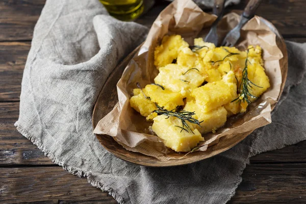 Polenta Frita Típica Italiana Con Romero — Foto de Stock