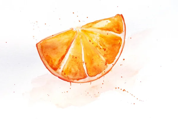 Pintura Acuarela Dibujada Mano Sobre Fondo Blanco Foto Fruta Naranja —  Fotos de Stock