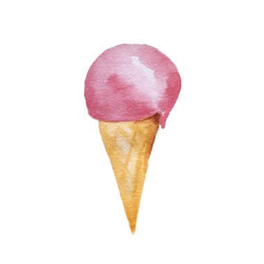 suluboya elle çizilmiş dondurma beyaz arka plan üzerinde izole