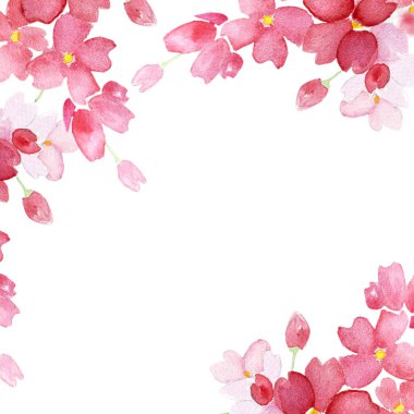 Beyaz arka plan üzerinde izole suluboya çiçek hediye kartı