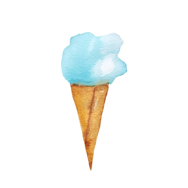 Watercolor Hand Drawn Ice Cream Isolated White Background — Stock Photo, Image