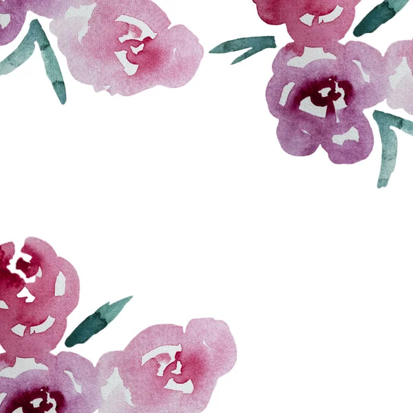 Beyaz Arka Plan Üzerinde Izole Soyut Suluboya Çiçek Baskı Desen — Stok fotoğraf