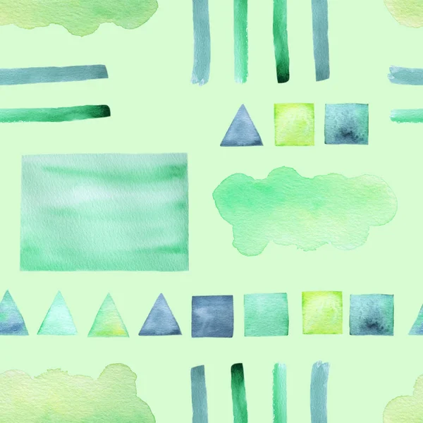 Watercolor Hand Drawn Graphic Elements Pattern Isolated Green Background — Stock Photo, Image