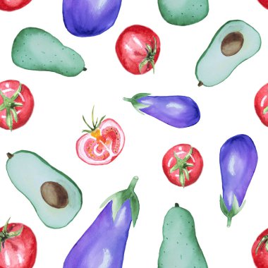 Sulu boya Dikişsiz sebze desen beyaz arka plan üzerinde izole