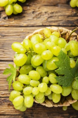 Yaprakları ile Tatlı sarı üzüm 