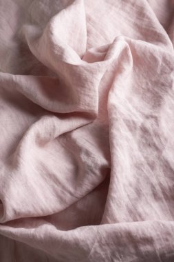 Pembe keten kumaşlı dikiş konsepti, seçici odaklanma