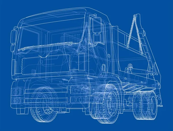 Garbage truck concept. 3d illustration