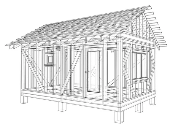 Private house sketch. Vector