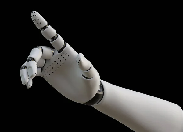 Robot hand pointing index finger, isolated