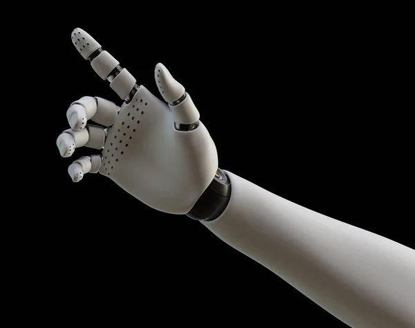 Robot hand pointing index finger, isolated