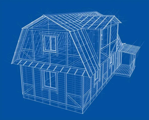 House sketch. Vector rendering of 3d