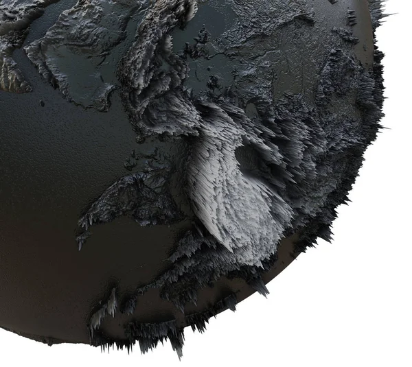 Abstract Black Earth Globe, Continets Extruded or Displacement