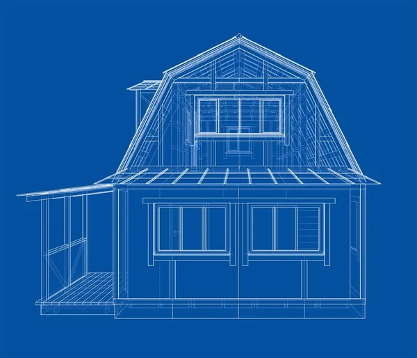 House sketch. Vector rendering of 3d