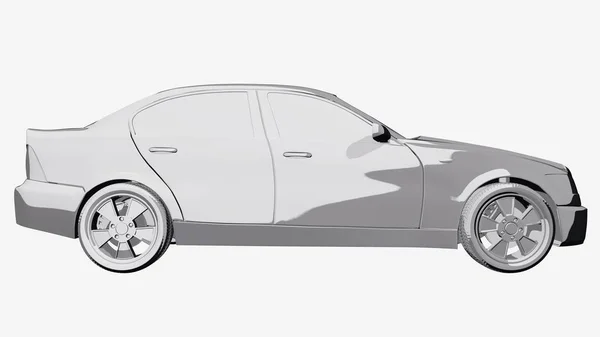 Grey car comic book 3D illustration