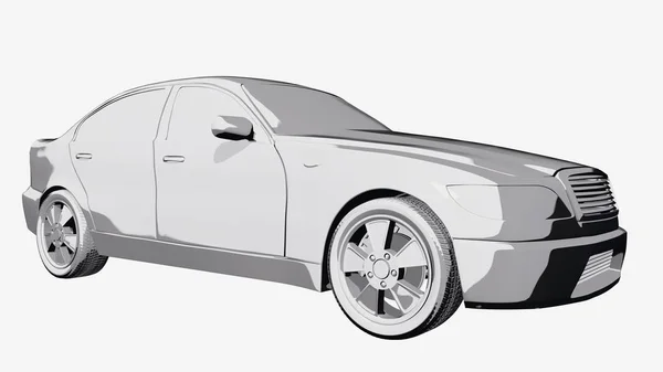 Grey car comic book 3D illustration