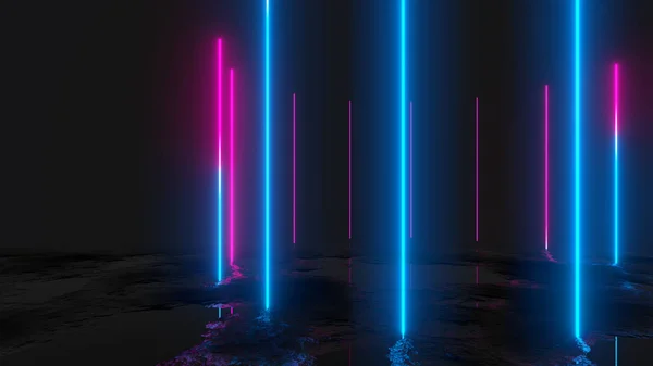Glowing vertical neon lines, abstract background