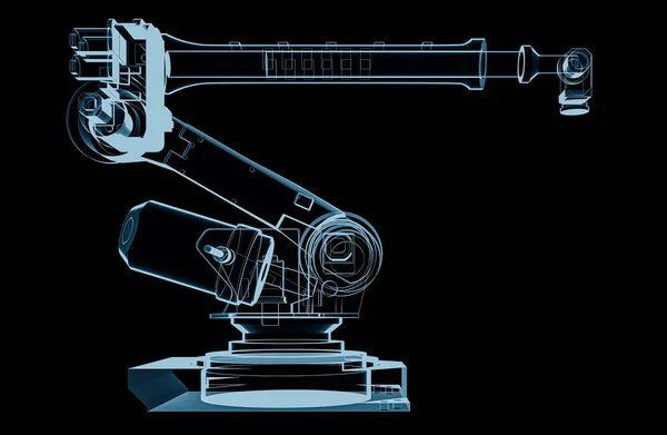 Industrial robot, x-ray blue transparent