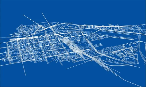 Outline city concept. Wire-frame style