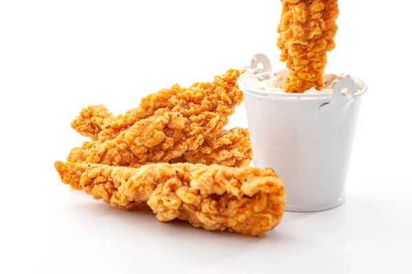 Eten Fast Food Eiwit Hoog Dieet Concept Met Gouden Gepaneerde — Stockfoto