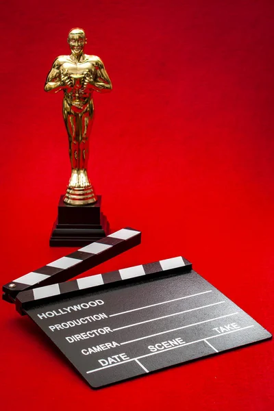 Film Filmindustrie Concept Met Clapperboard Film Award Rode Loper Achtergrond — Stockfoto