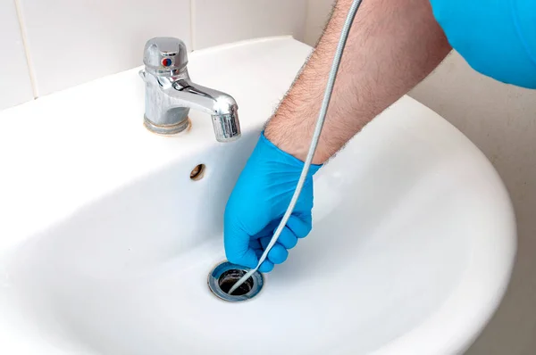 Plumbing Issues Occupation Sanitation Handyman Contractor Concept Plumber Repairing Drain — Stock Photo, Image