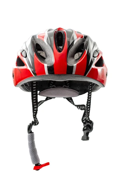 傷害防止保護サイクリングギアとゴーストマネキン技術を使用して切り抜きパスを持つ白い背景に隔離された自転車のヘルメットと自転車の安全装置の概念 — ストック写真