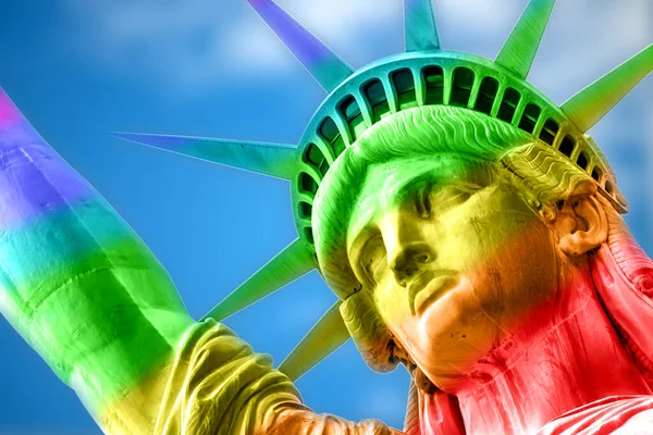 Gay Direitos Iguais Lgbt Liberdade Sexual América Conceito Com Estátua — Fotografia de Stock