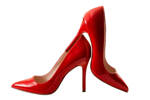 Women Fashion Stylish Footwear Concept Pair Red High Heel Stilettos — Stock Photo, Image